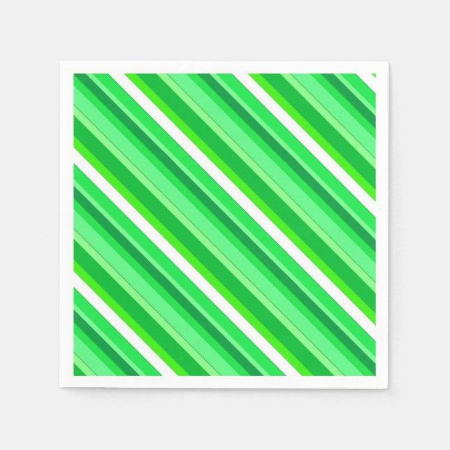 Layered candy stripes - emerald green and white napkin (Front)