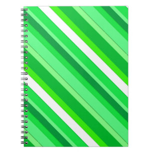 Layered candy stripes - emerald green and white spiral notebook