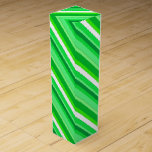 Layered candy stripes - emerald green and white wine gift box<br><div class="desc">Layered,  3-d look,  diagonal stripes in multiple shades of green,  from pale mint green to deep emerald green accented with white</div>