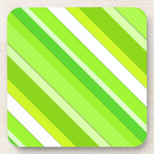 Layered candy stripes - lime green and white coaster