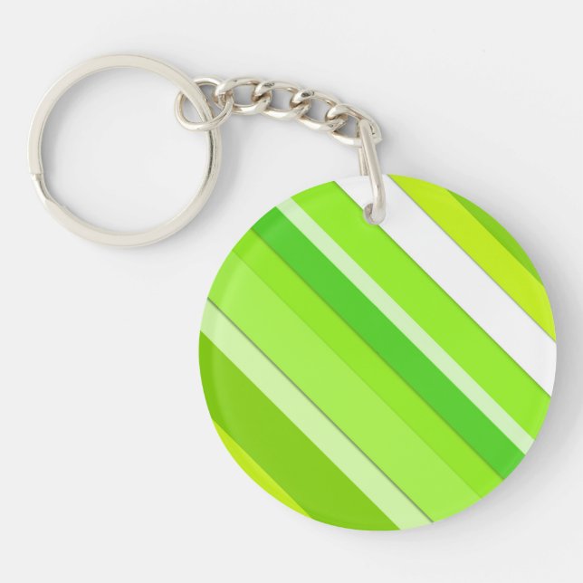 Layered candy stripes - lime green and white key ring (Front)