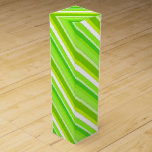 Layered candy stripes - lime green and white wine gift box<br><div class="desc">Layered,  3-d look,  diagonal stripes in multiple shades of lime green with white</div>
