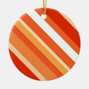 Layered candy stripes - orange and white ceramic tree decoration