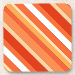 Layered candy stripes - orange and white coaster