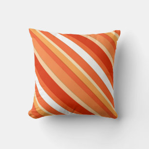 Layered candy stripes - orange and white cushion