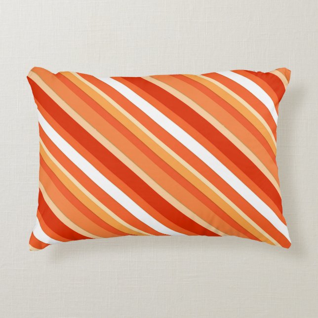 Layered candy stripes - orange and white decorative cushion (Front)