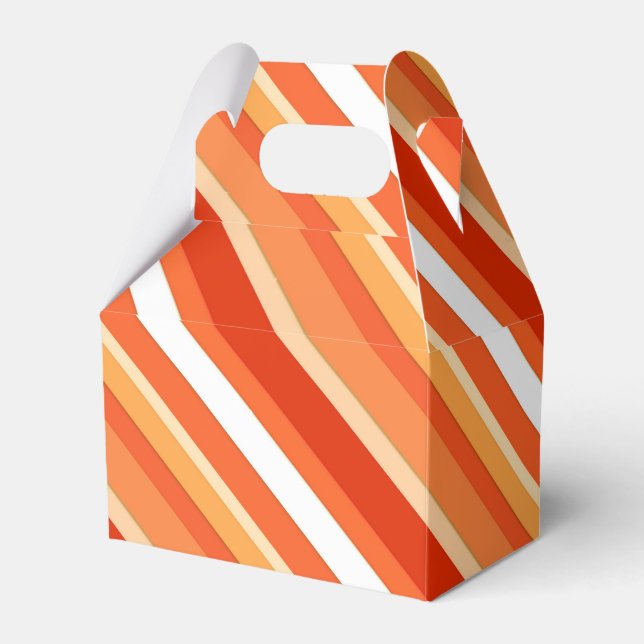 Layered candy stripes - orange and white favour box (Front Side)