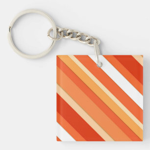 Layered candy stripes - orange and white key ring