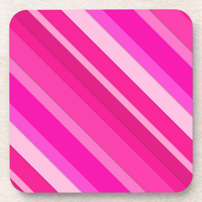 Layered candy stripes - pink and fuchsia coaster (Front)
