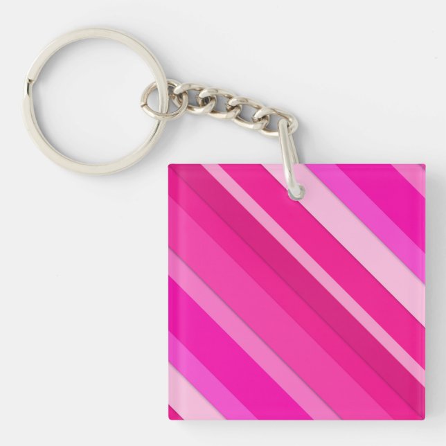 Layered candy stripes - pink and fuchsia key ring (Front)