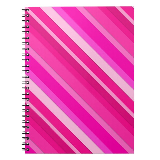 Layered candy stripes - pink and fuchsia spiral notebook (Front)