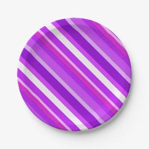 Layered candy stripes - purple and orchid paper plate