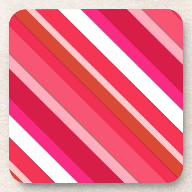 Layered candy stripes - red, pink and white coaster (Front)