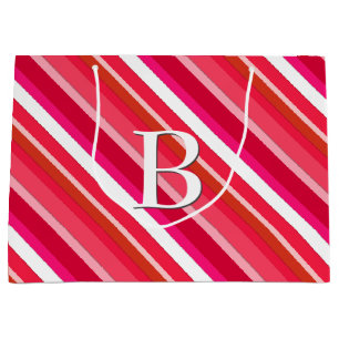 Layered candy stripes - red, pink and white large gift bag