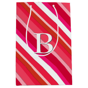 Layered candy stripes - red, pink and white medium gift bag