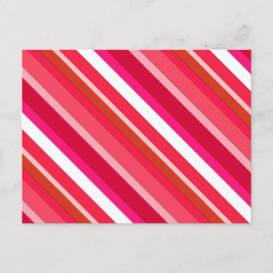 Layered candy stripes - red, pink and white postcard
