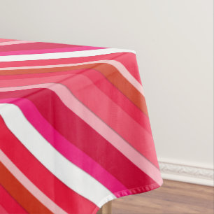 Layered candy stripes - red, pink and white tablecloth
