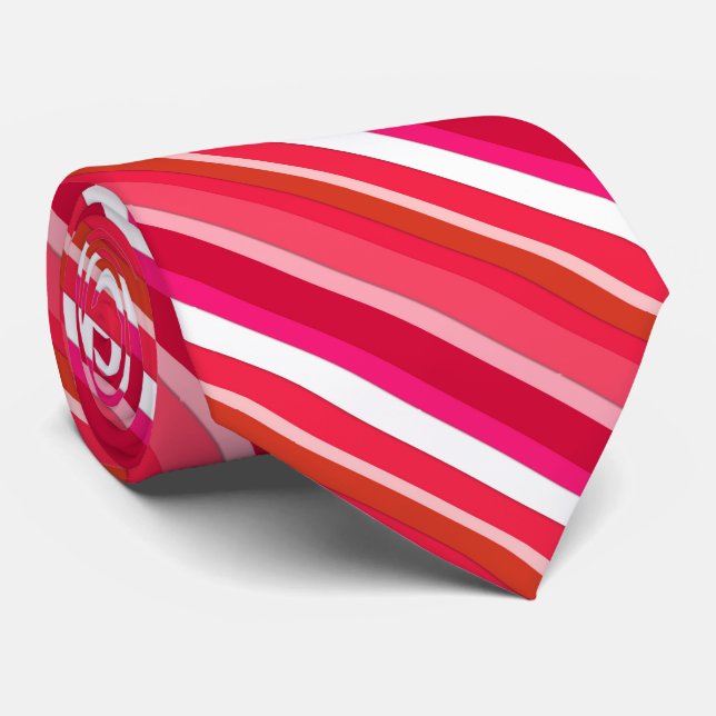 Layered candy stripes - red, pink and white tie (Rolled)