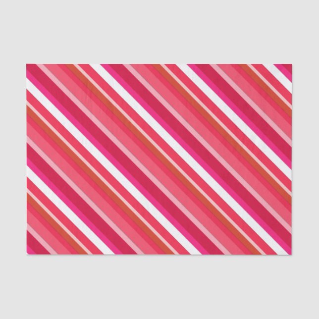 Layered candy stripes - red, pink and white tissue paper (Front)