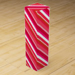 Layered candy stripes - red, pink and white wine gift box<br><div class="desc">Layered,  3-d look,  diagonal stripes in multiple shades of red,  deep to pale pink,  and white</div>