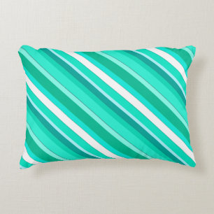 Layered candy stripes - turquoise and white decorative cushion