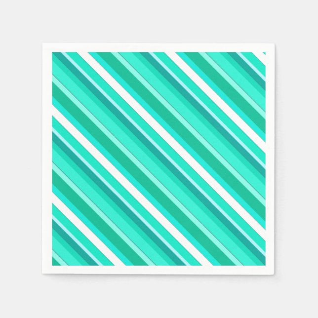 Layered candy stripes - turquoise and white napkin (Front)