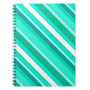 Layered candy stripes - turquoise and white spiral notebook
