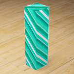 Layered candy stripes - turquoise and white wine gift box<br><div class="desc">Layered,  3-d look,  diagonal stripes in multiple shades of turquoise / peacock and aqua with white</div>