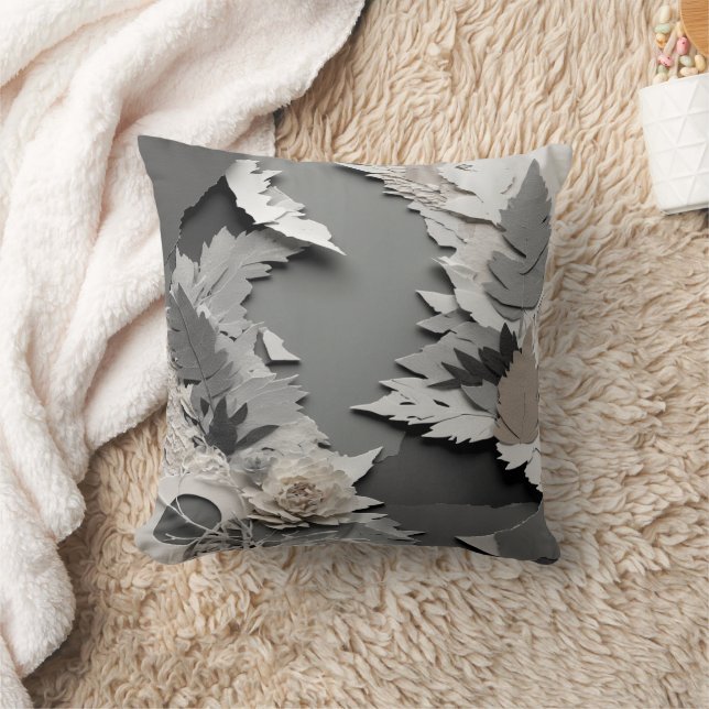 Layered collage effect torn paper textured element cushion (Blanket)