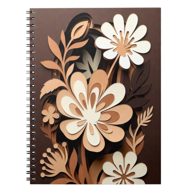 Layered Floral Paper-Cut Harmony Notebook (Front)