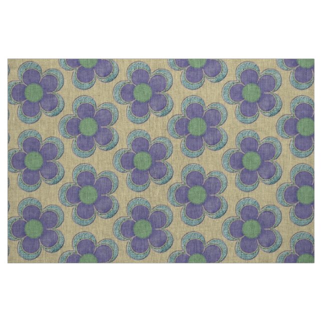 Layered Flowers (teal/purple/green) Fabric (Fat Quarter)