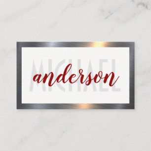 Layered Fonts Simple Metallic Frame Business Card