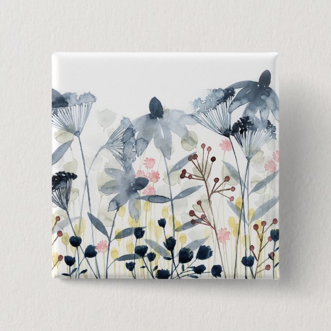 Layered Gardens - Watercolor Flowers 15 Cm Square Badge (Front)