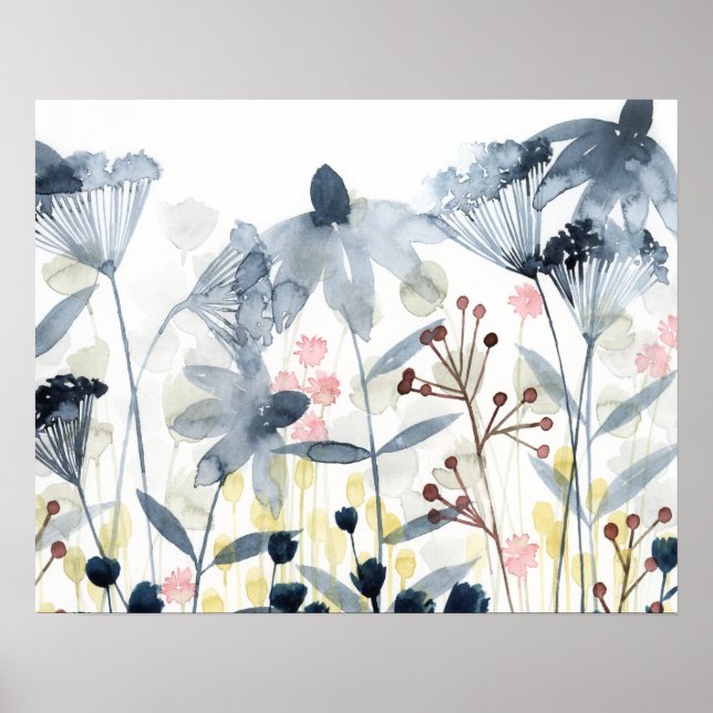 Layered Gardens - Watercolor Flowers Poster (Front)