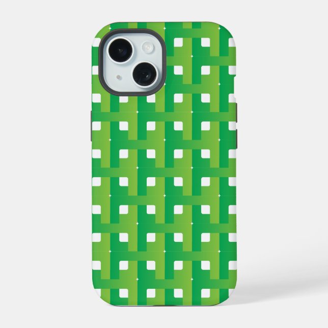 Layered Gradient Green Color  iPhone 15 Case (Back)