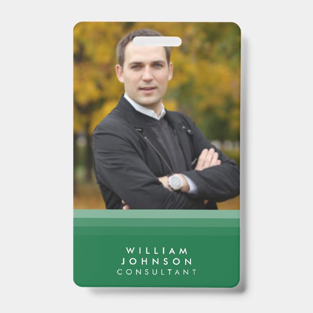 Layered Green and Purple Photo ID Badge (Front)