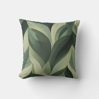 Layered Green Leaf Pattern Cushion