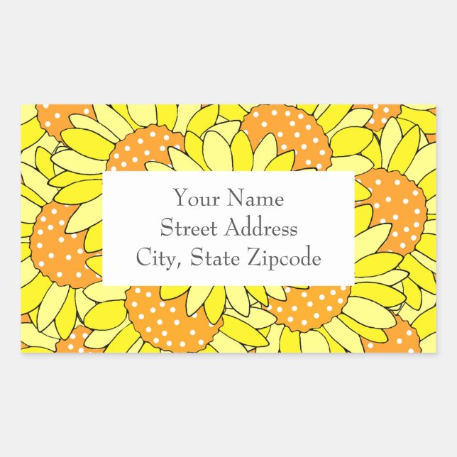 Layered Hand Drawn Yellow Orange Sunflowers Labels (Front)