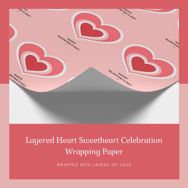 Layered Heart Sweetheart Celebration Wrapping Pape Wrapping Paper (Layered Heart Sweetheart Celebration Wrapping Paper)