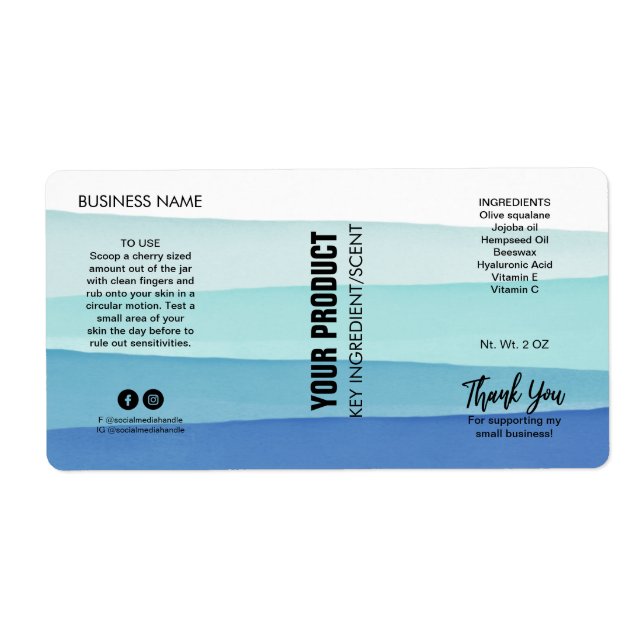 Layered Ink Blue Body Butter Jar Product Labels (Front)