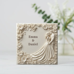 🤍 Layered Ivory Floral Wedding Frame Theme 🤍 Invitation