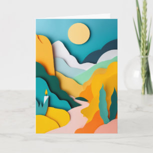 Layered Mountain Candle Glow Card