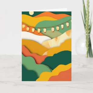 Layered Mountain Lanterns Card