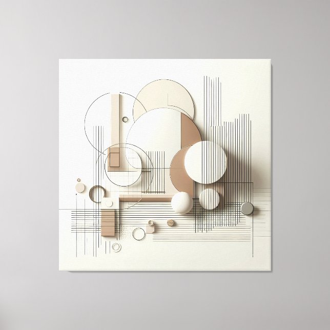 Layered Neutral 3D Geometry Canvas Print (Front)