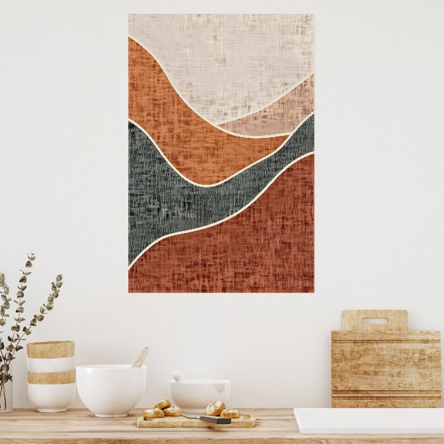 Layered Organic Shapes Art Poster (Kitchen)