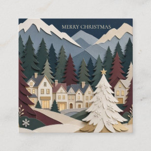 Layered Paper Cut Christmas, Snowy Alpine Village Enclosure Card