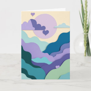 Layered Paper Mountain Hearts Card
