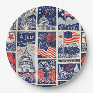 Layered Patriotic Paper Cut Tile Pattern (1) Plate
