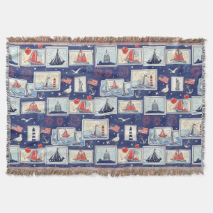 Layered Patriotic Paper Cut Tile Pattern (1) Throw Blanket