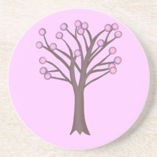 Layered Pink Purple Polka Dots Tree Pink Coasters